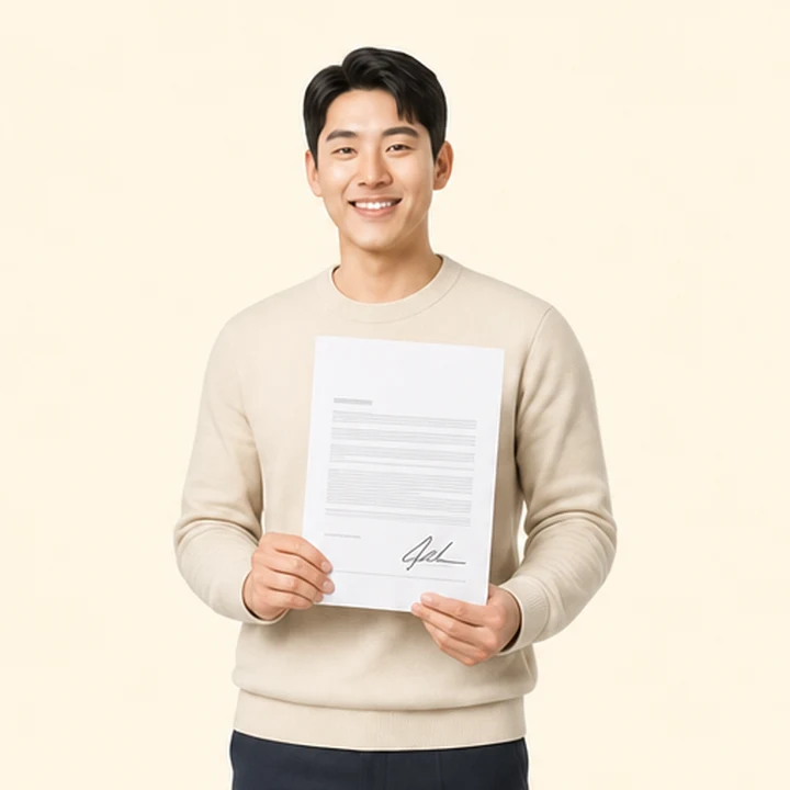 개인회생 장기렌트 서면 견적서를 들고 있는 고객